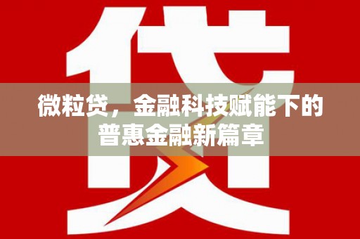 线西微粒贷，金融科技赋能下的普惠金融新篇章